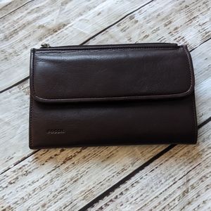 Fossil Dark Brown Leather Clutch Wallet